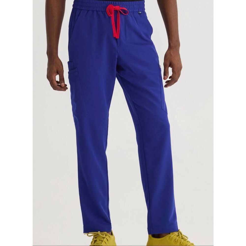 NWT Mediclo Sable Tapered Tencel Blue & Red Scrub Pants Size XL